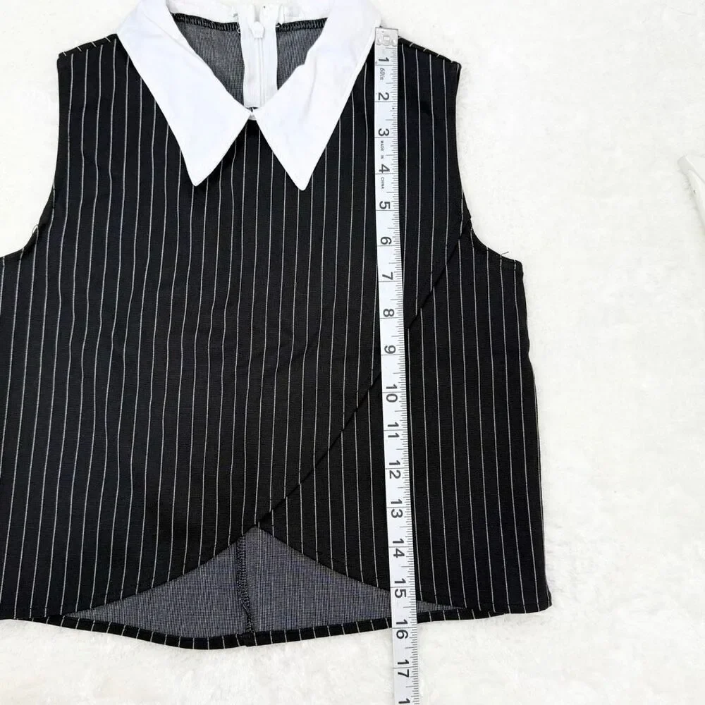 Balera Sleeveless Pin Stripe Top With Collar and Matching Pin Stripe Pants Style